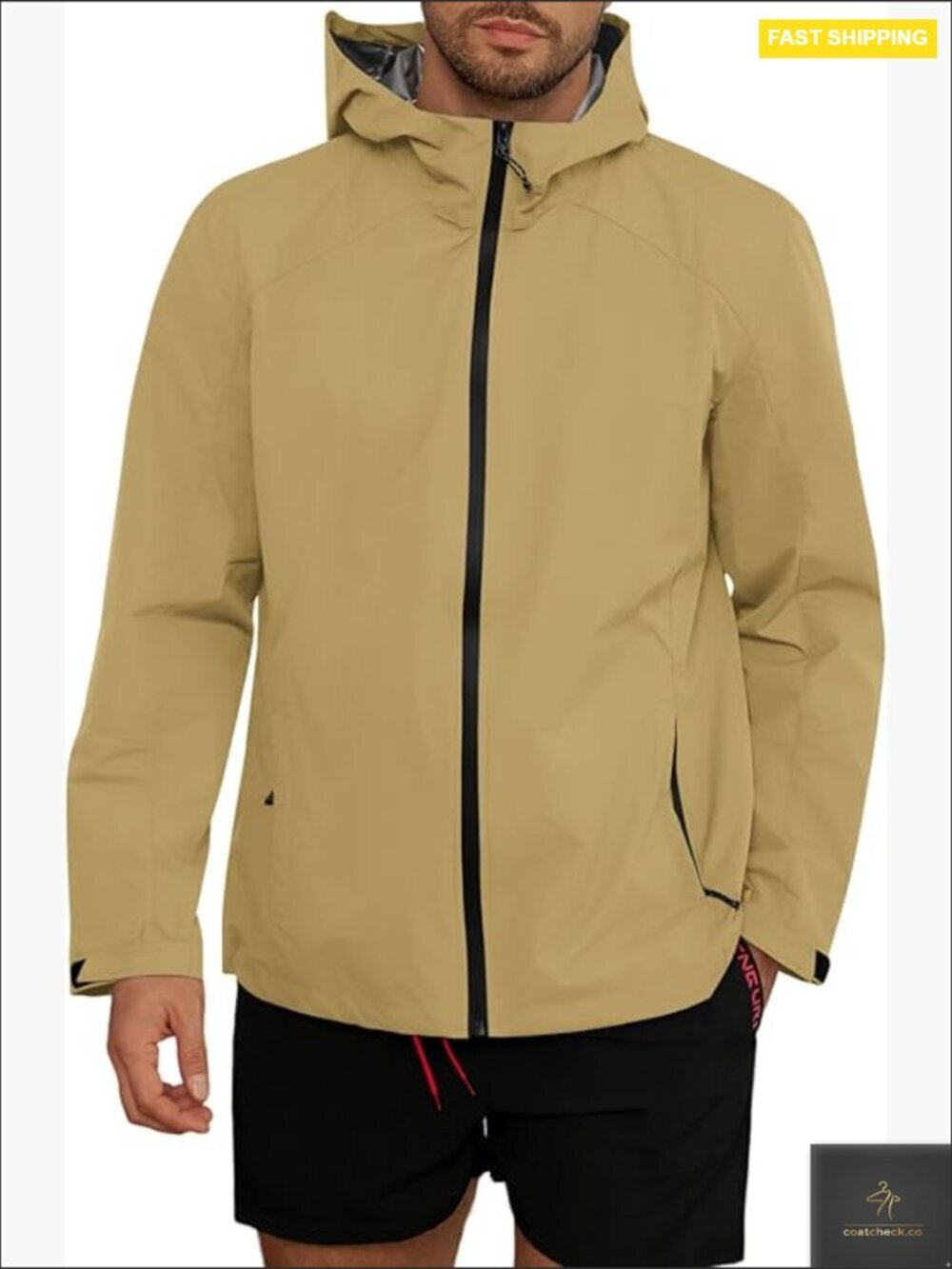 Waterproof Full Zip Hooded Raincoat Lightweight Windbreaker for Cycling Hiking